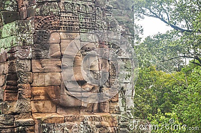 Angkor Bayon face Siem Reap, Cambodia. Stock Photo